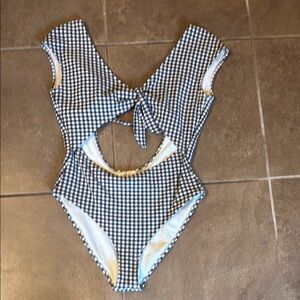 Black and White Gingham One-Piece Swimsuit